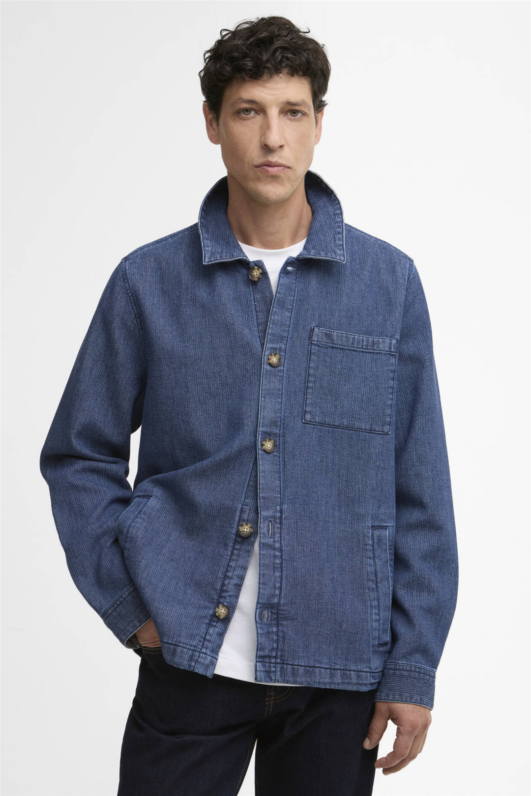 Aickmen Textured Denim Overshirt Indigo
