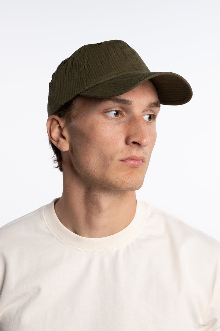Seersucker Baseball Cap Khaki
