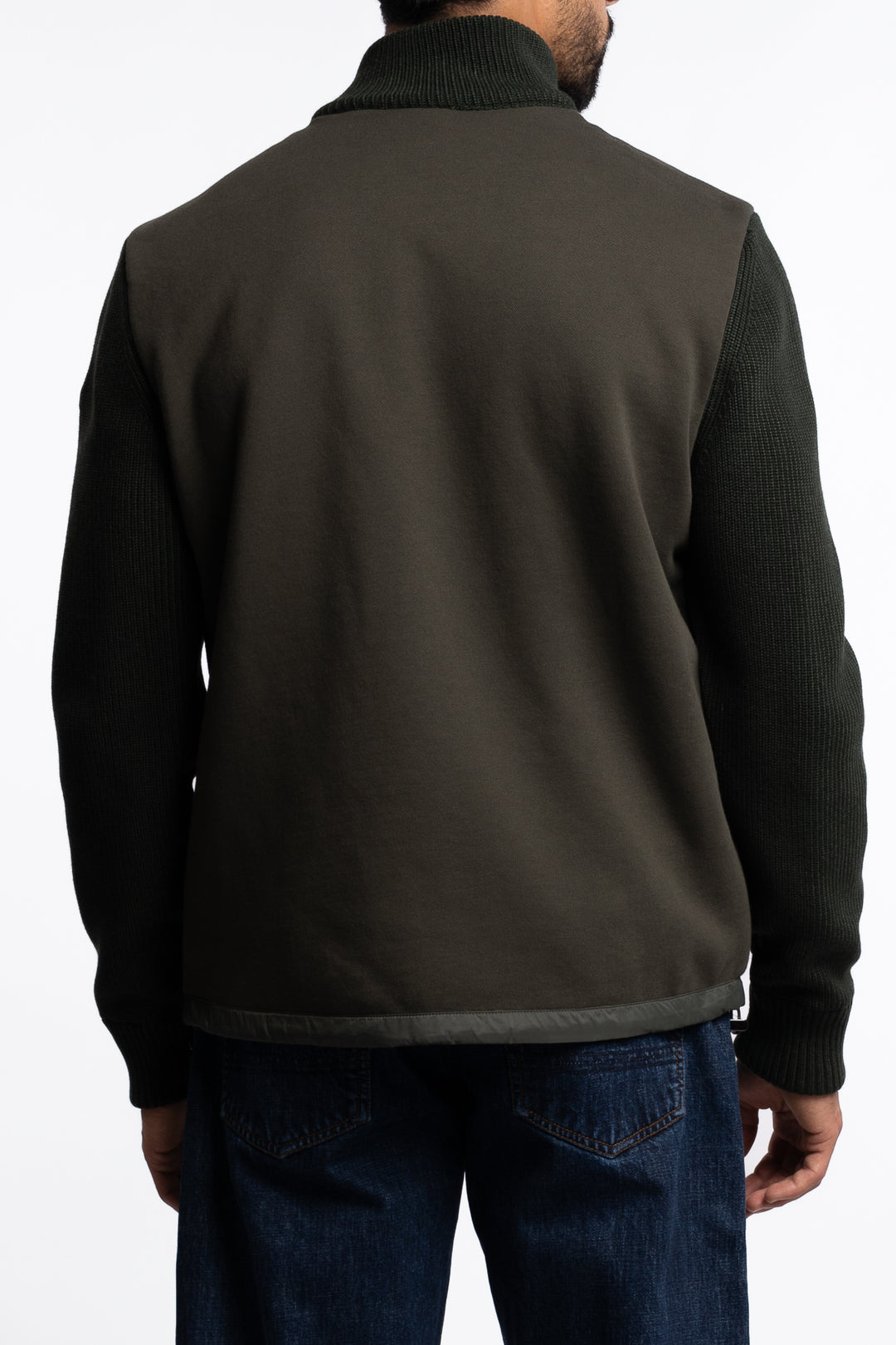 Multi Material Padded Hybrid Jacket Green