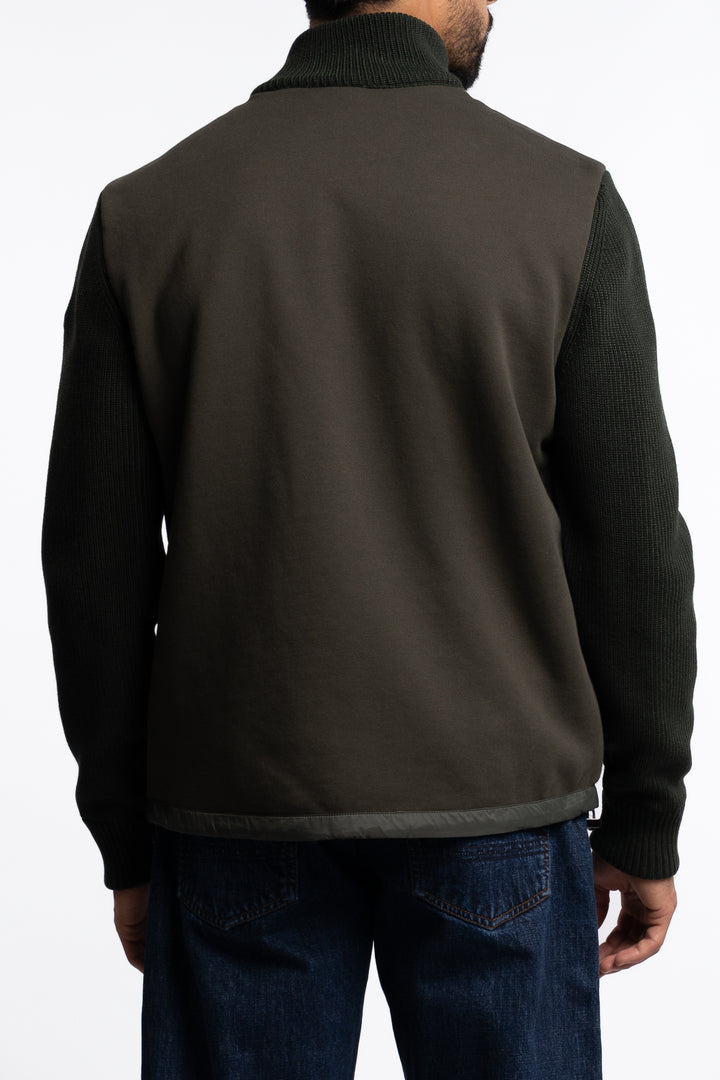 Multi Material Padded Hybrid Jacket Green