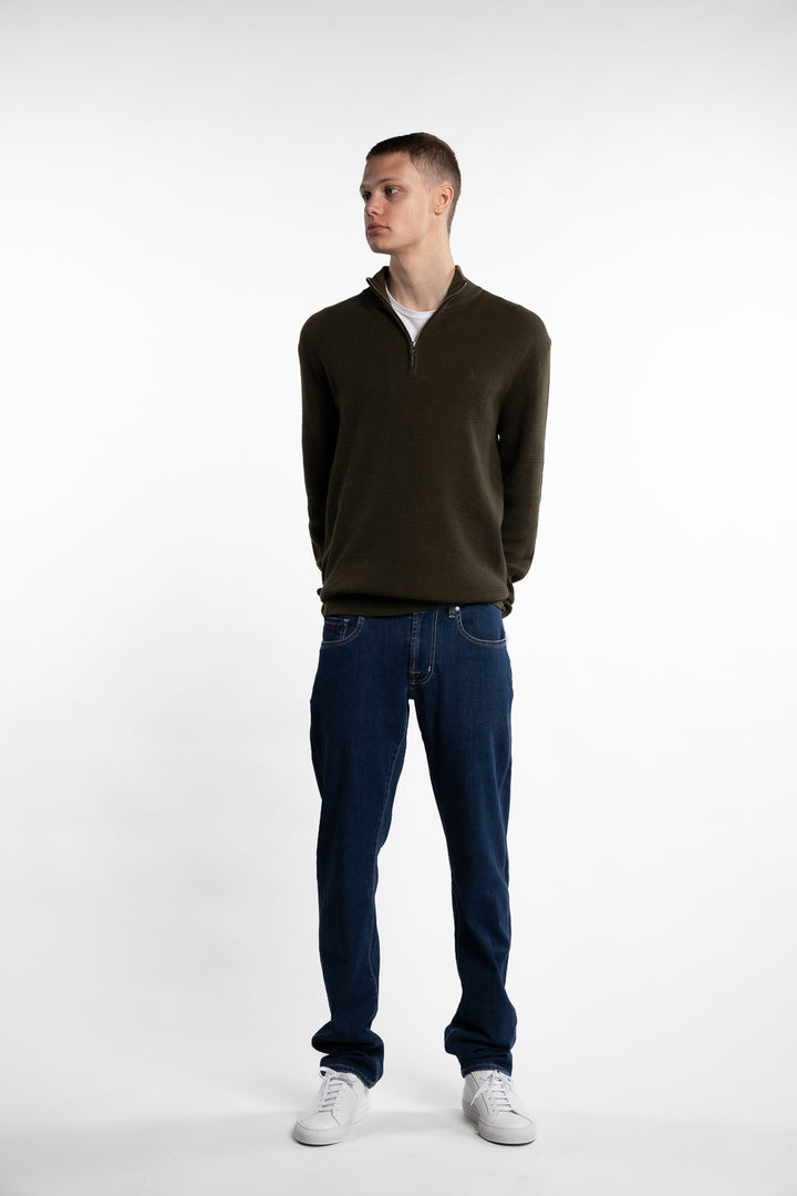 Oscar Half-Zip Knit Army Melange