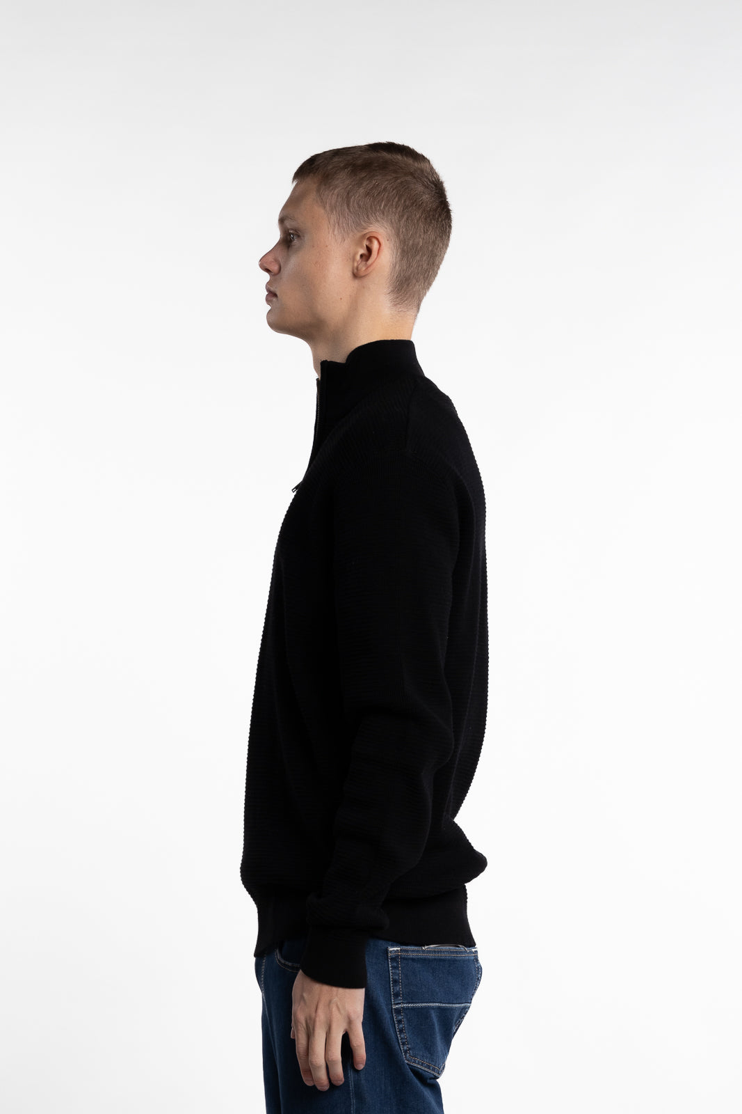 Oscar Half-Zip Knitted Jumper Black