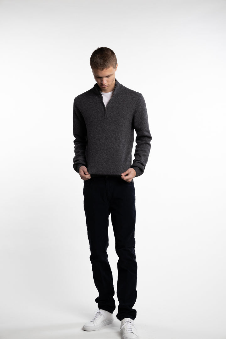 Karl Half-Zip Lambswool Knit Grey