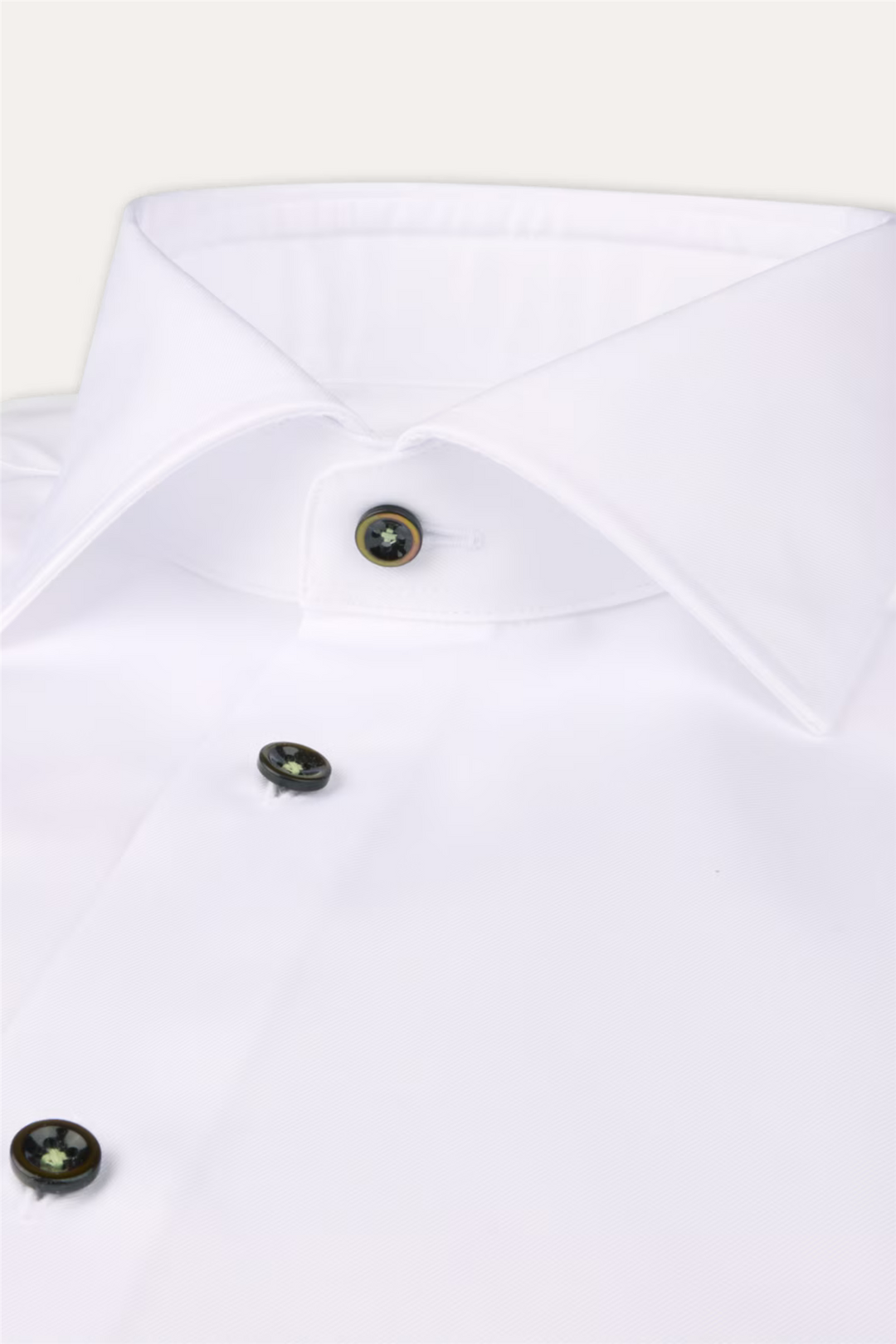 Slimline Twill Shirt Contrast Buttons White