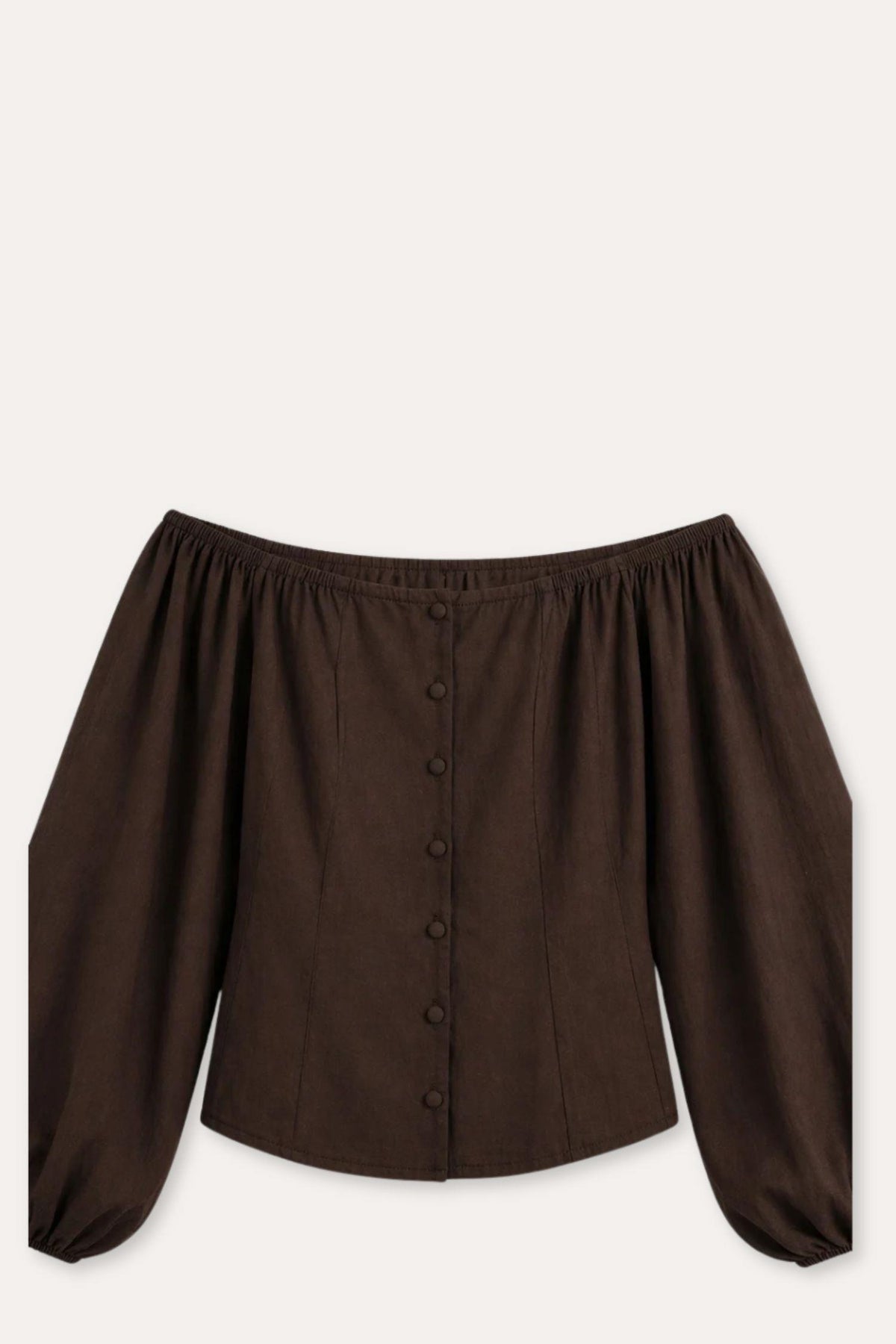 Luiza Stretch Linen Shirt- Dark brown