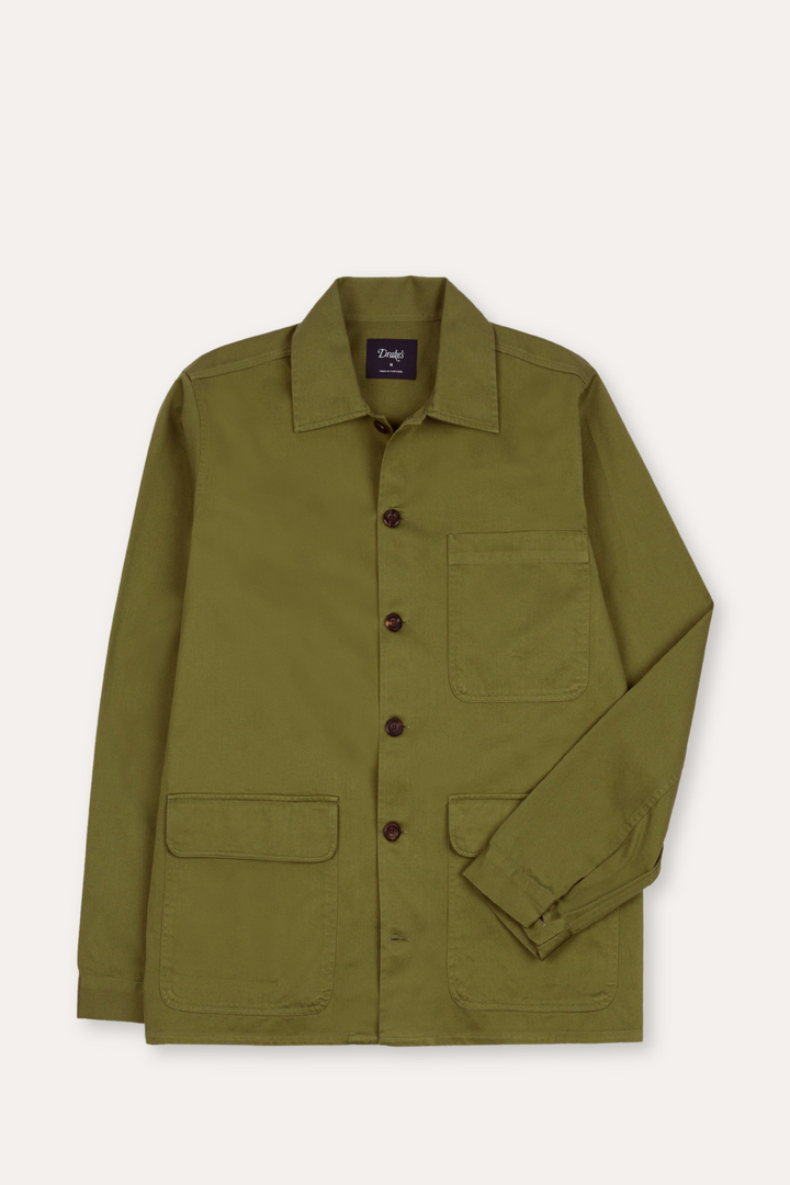 Cotton Twill Three-Pocket Overshirt Green