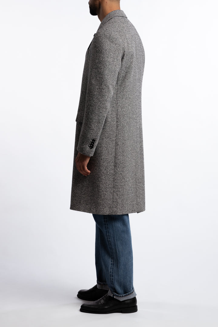 Wool Herringbone Coat Black/White