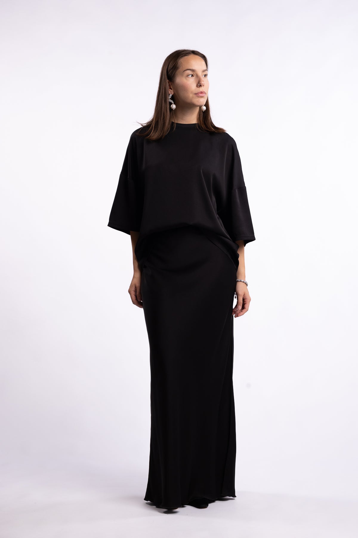Thess Silk Tee- Black