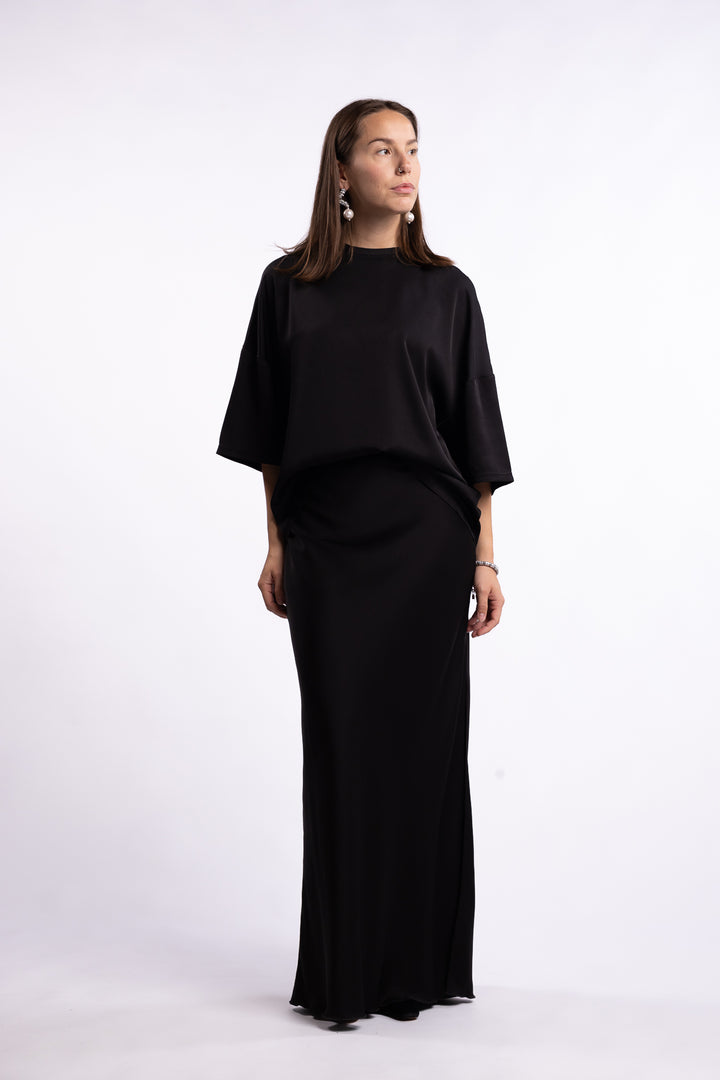 Thess Silk Tee- Black