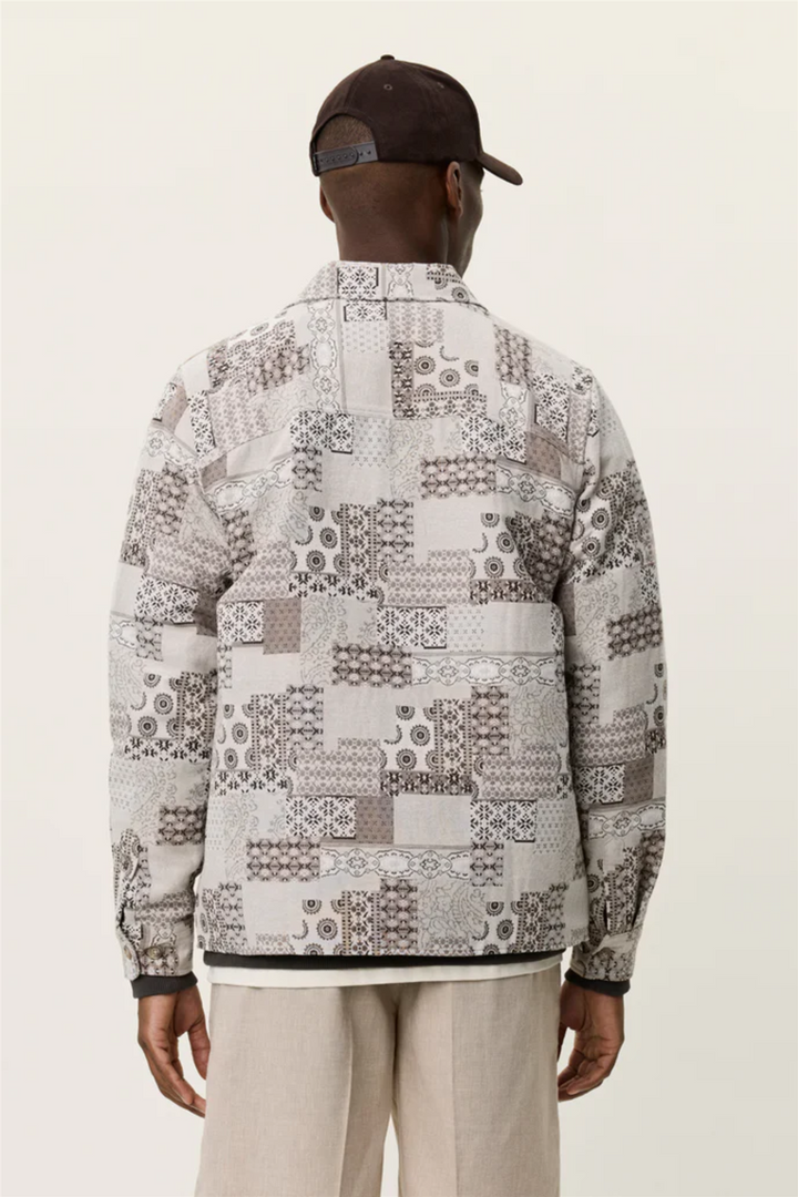 Layton Patchwork Jacquard Overshirt Light Sand