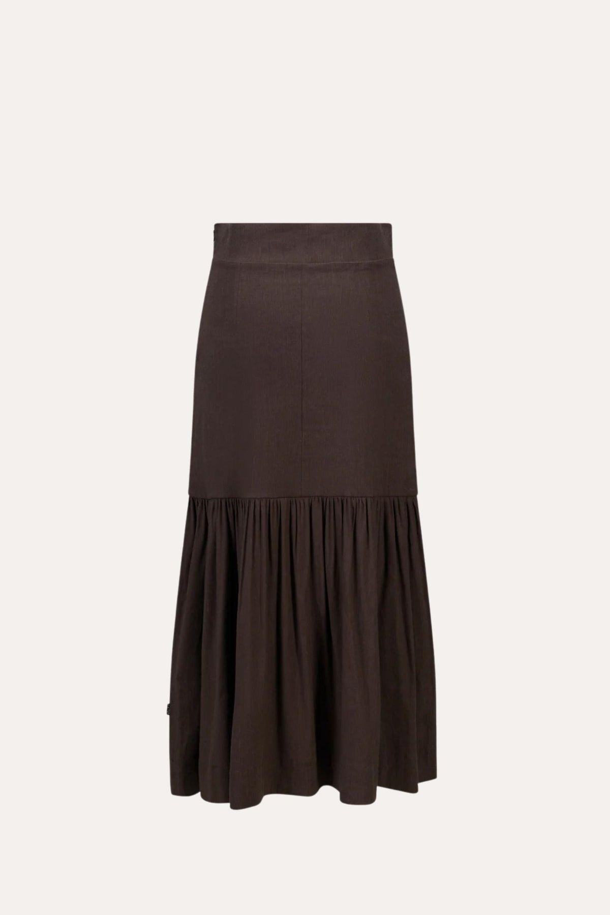 Lill Strech Linen Skirt Dark Brown