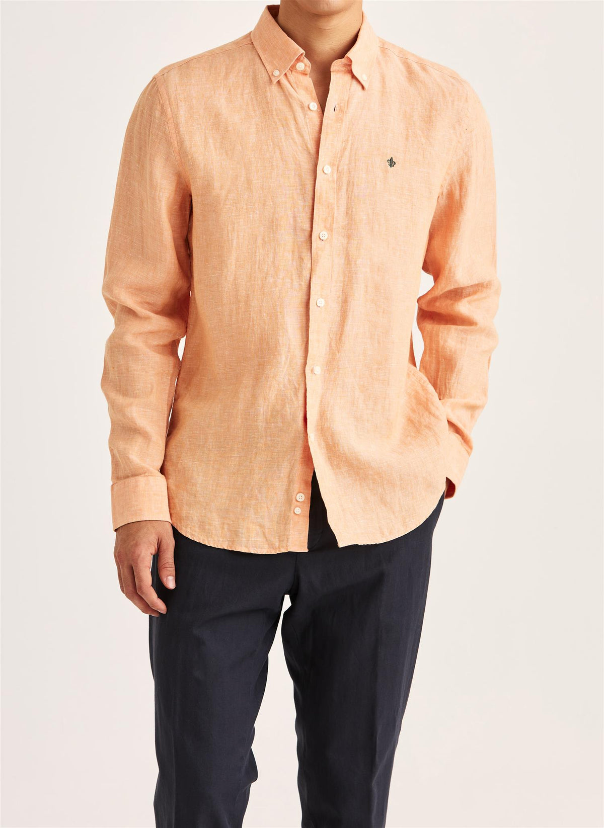 Douglas Classic Fit Linen Shirt Orange