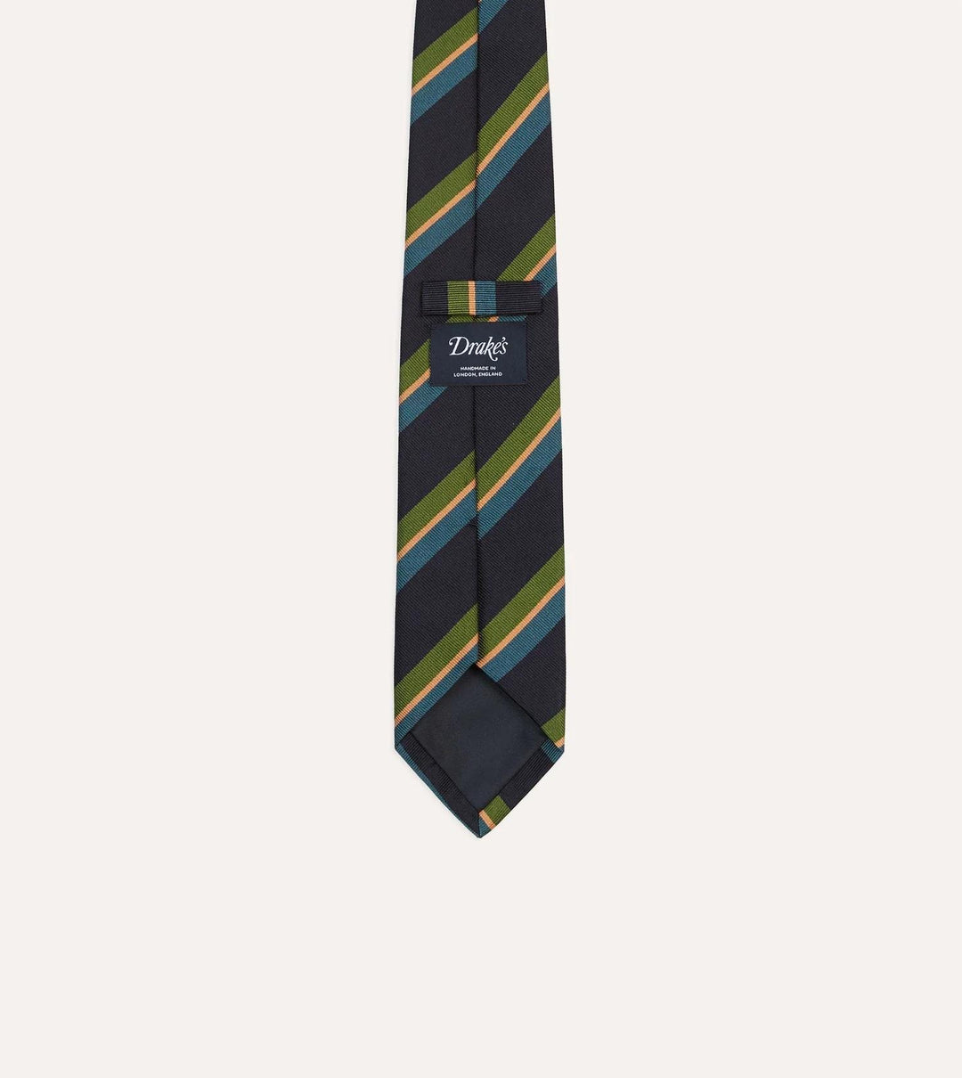 Sandwich Stripe Reppe Silk Tie Navy, Green & Blue
