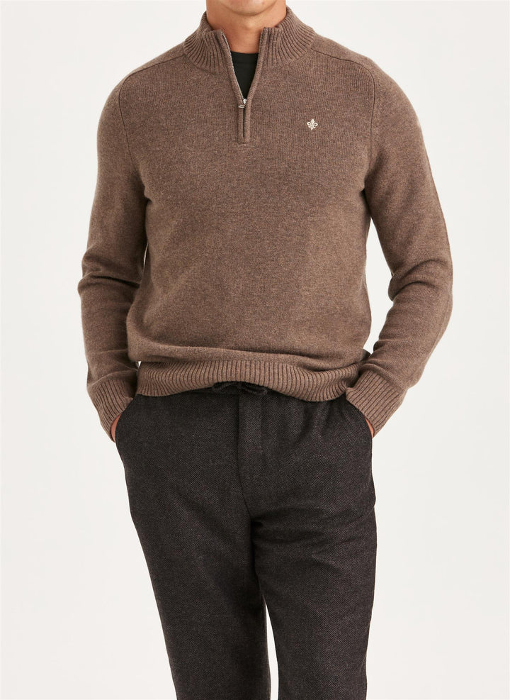 New Hertford Merino Half Zip Brown
