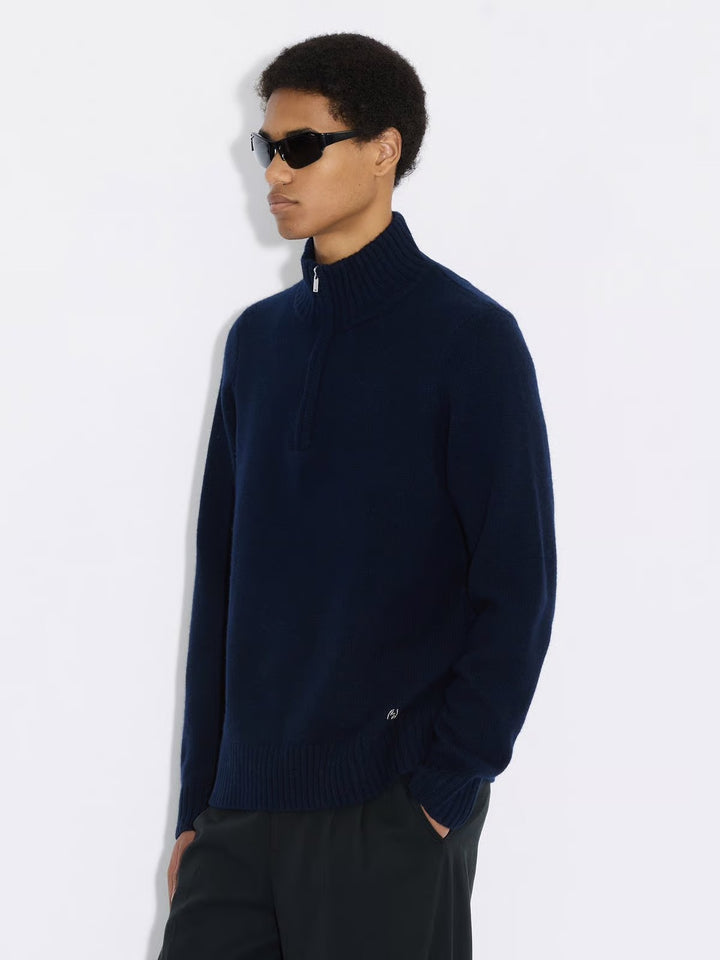 Half-Zip Wool Sweater Navy