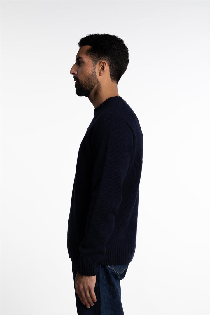 Knitted Wool Round Neck Navy