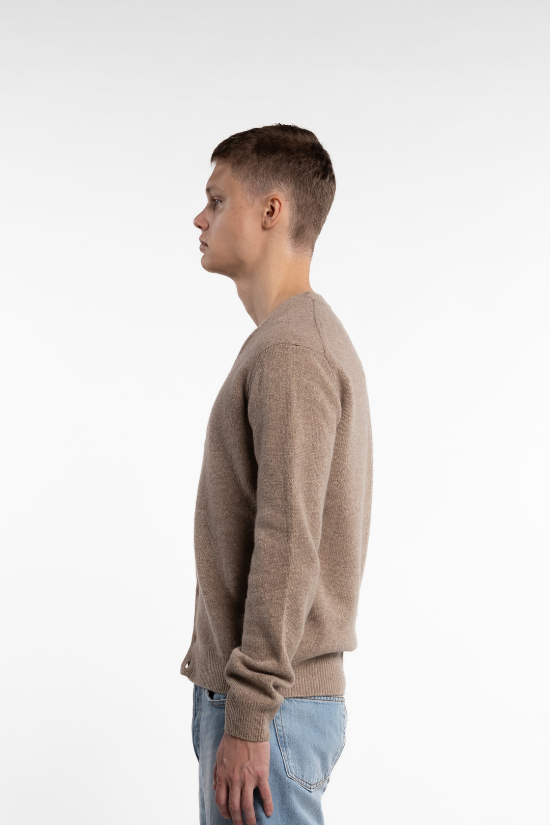 Karl Lambswool Cardigan Beige