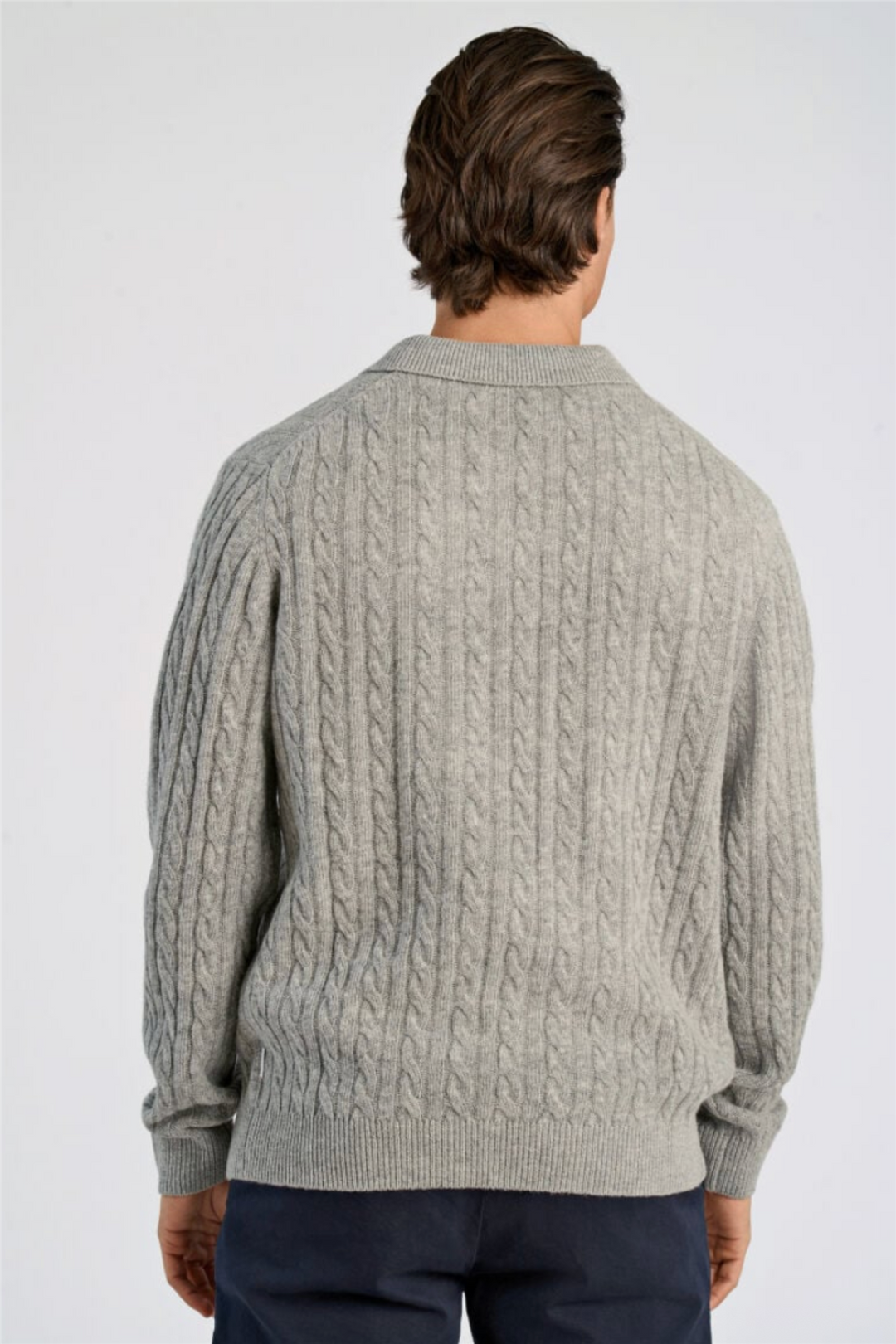 Lambswool L/S Button Polo Mid Grey Mel
