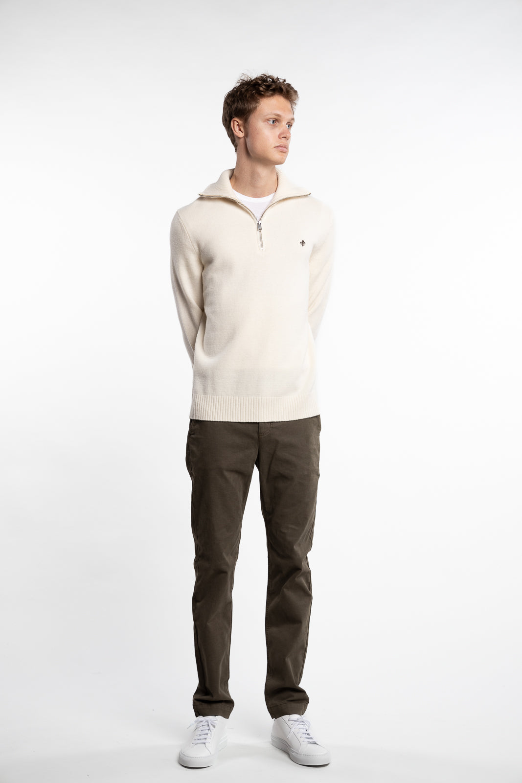 Hertford Merino Half Zip Off-White