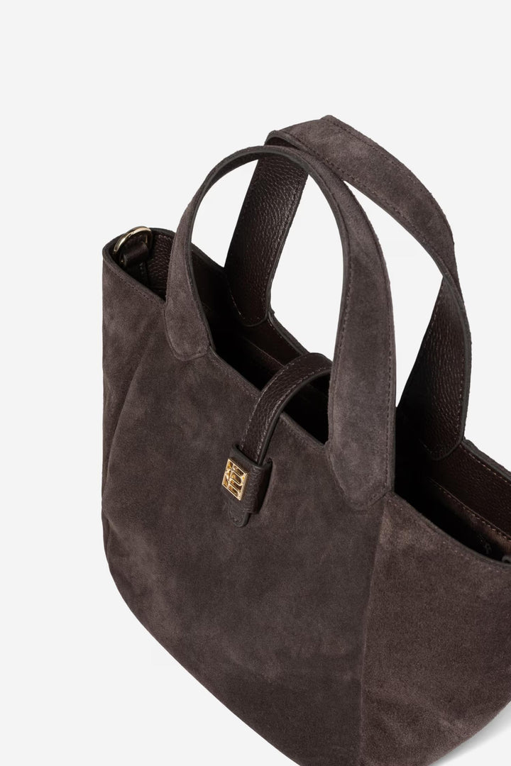Lucille Tote Bag Small - Dark Brown Suede