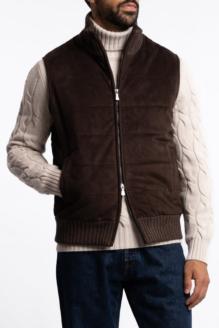 Alcantara Eco-Padded Vest Brown