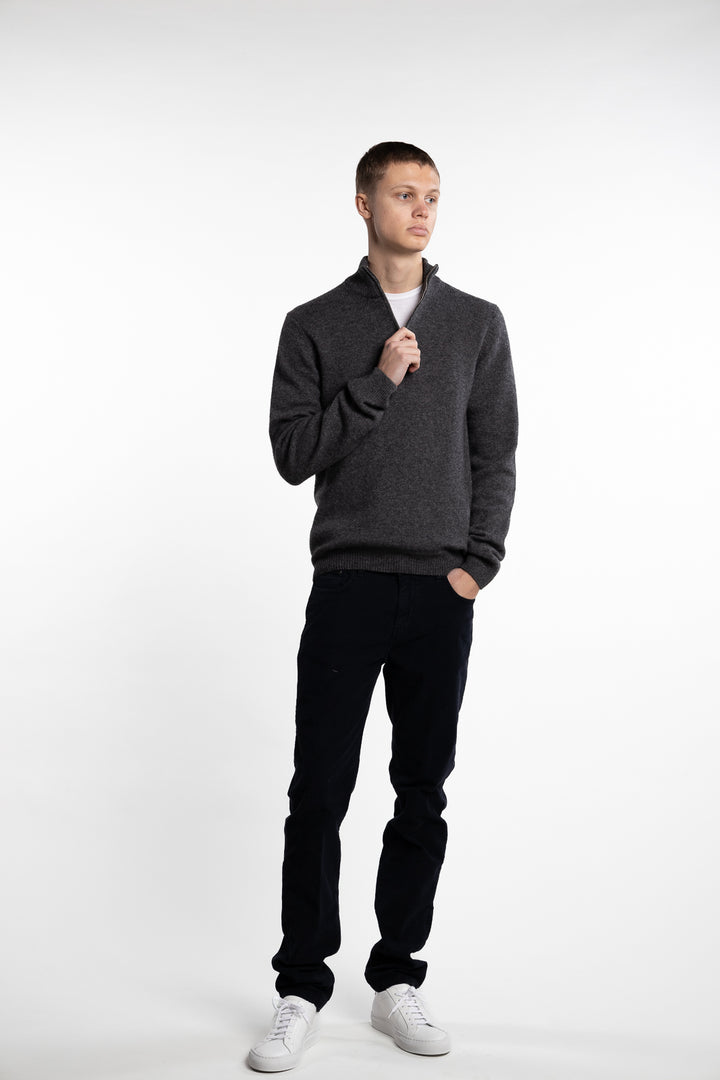 Karl Half-Zip Lambswool Knit Grey