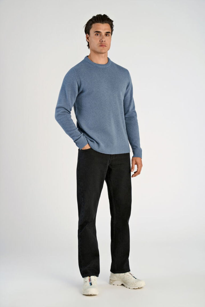 Lambswool O-Neck Knit Blue Ice Mel