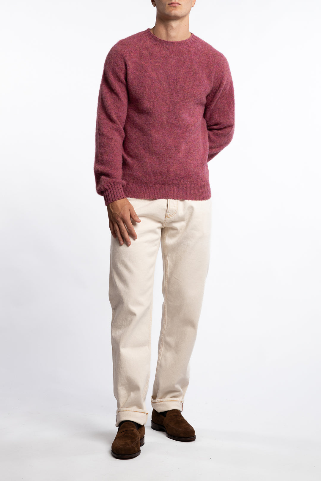 Brushed Shetland Crew Neck Jumper Zinnia Pink