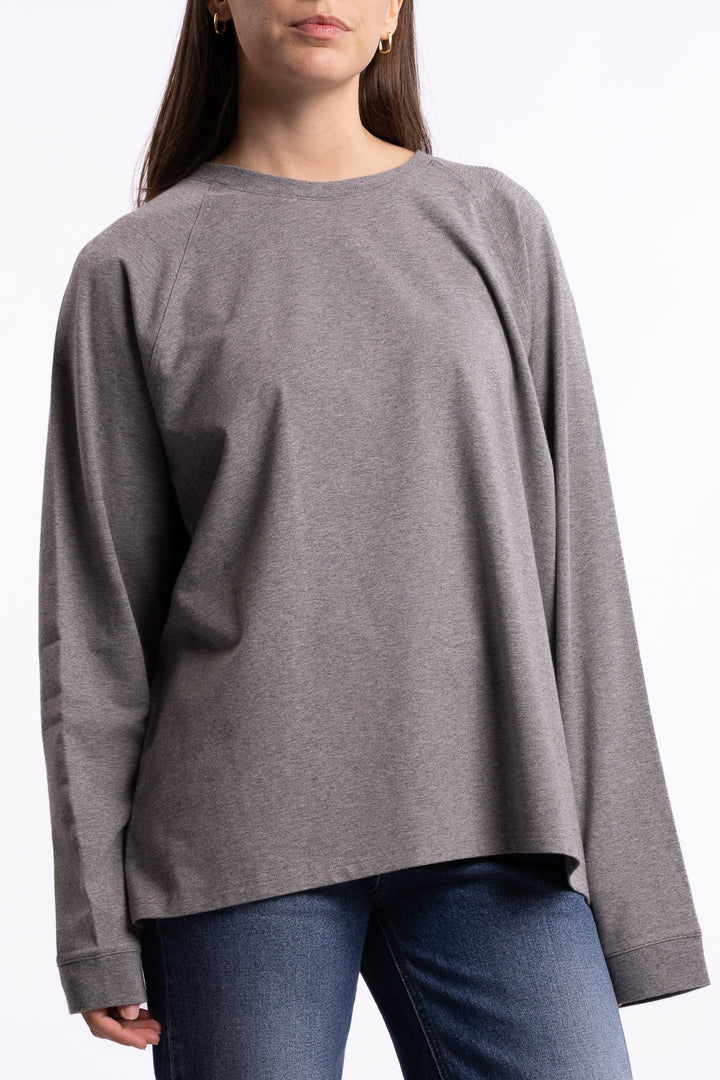 Thelma LS Cotton Tee- Grey Malange
