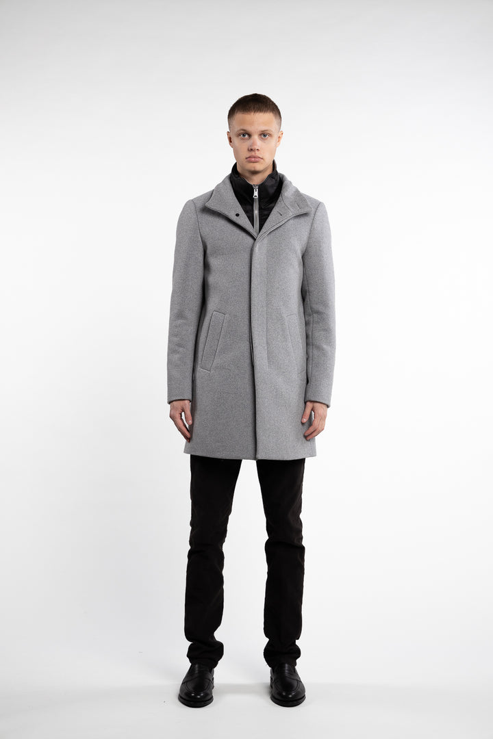 Harvey Classic Wool Coat Light Grey Melange