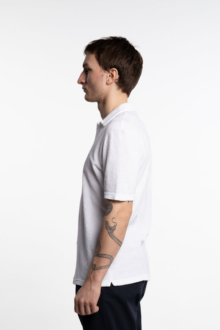 Terrycloth Polo T-Shirt Short Sleeve White