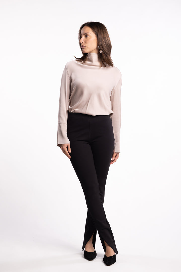 Stretch Zip Leggings- Black