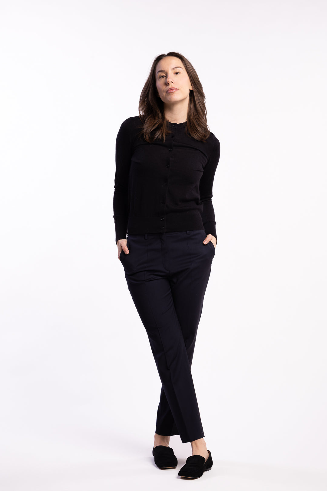 Merino R-Neck Sweater- Black