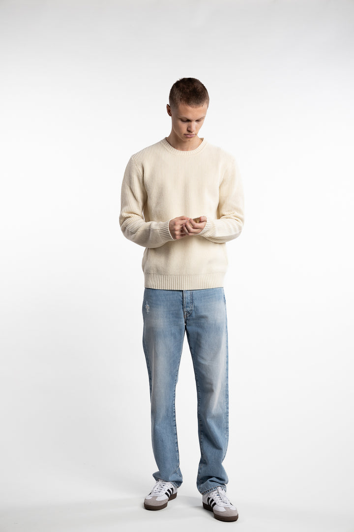 Merino Rib Knit Sweater Off White