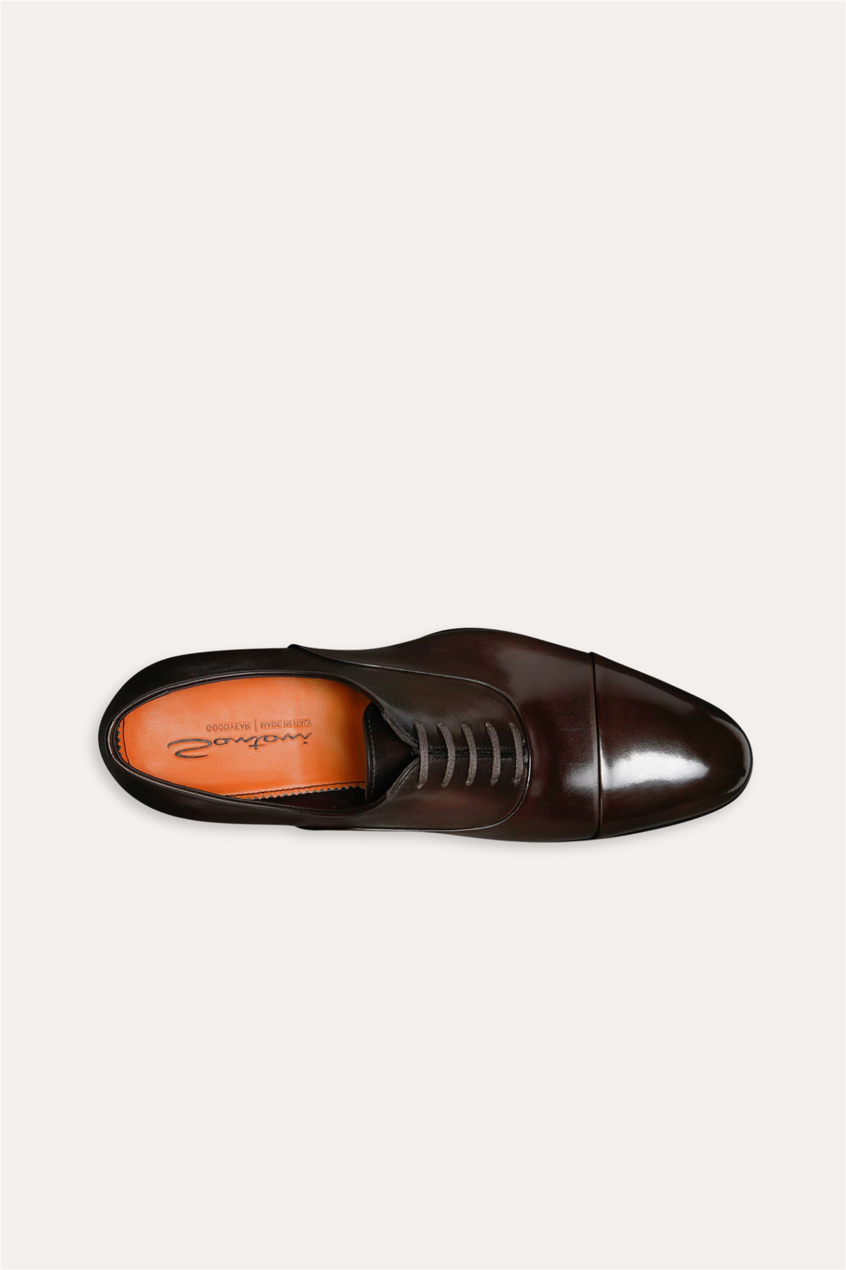 Isaac Polished Leather Oxford Shoe Dark Brown