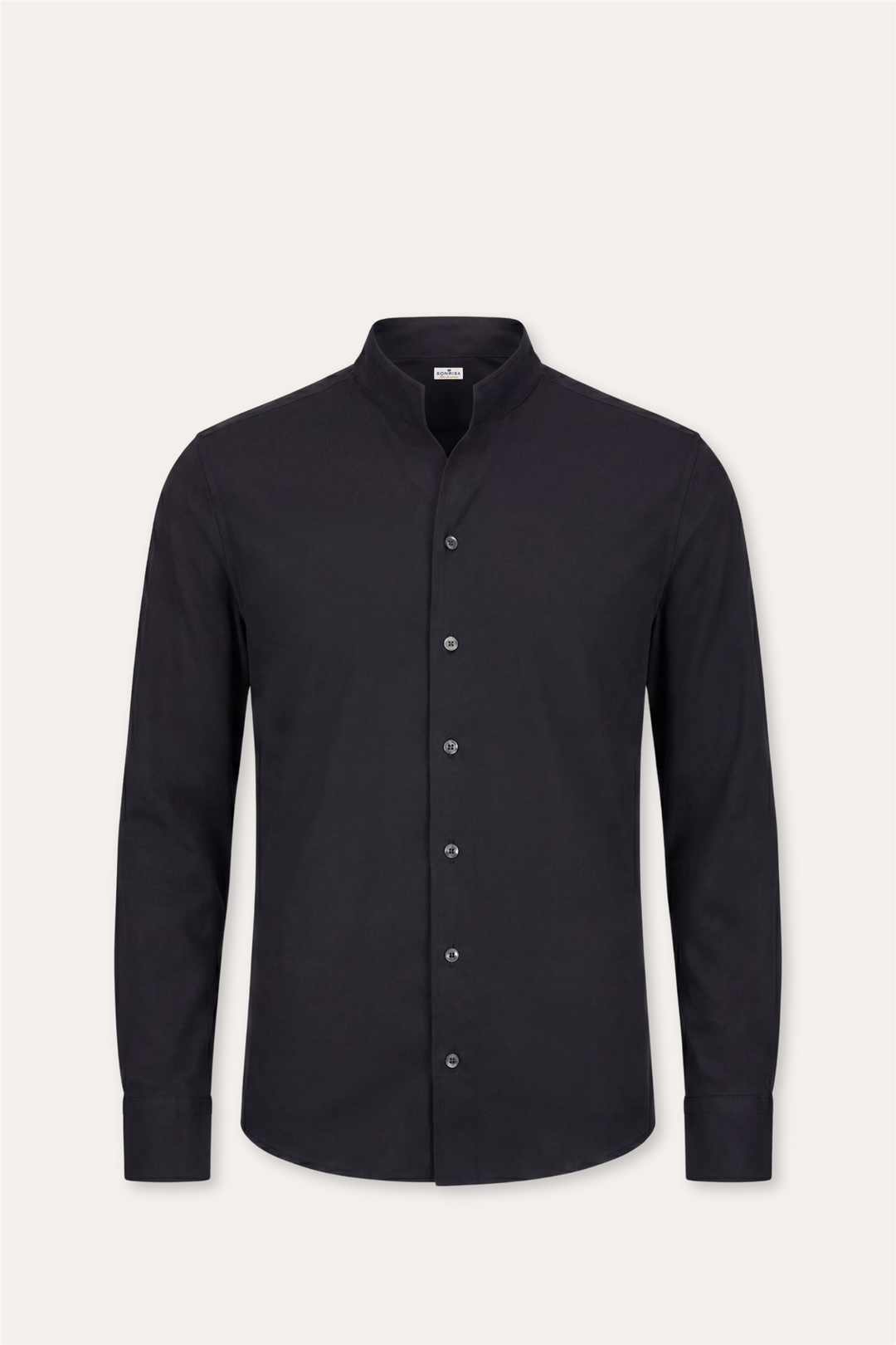 No Collar Cotton Shirt Black