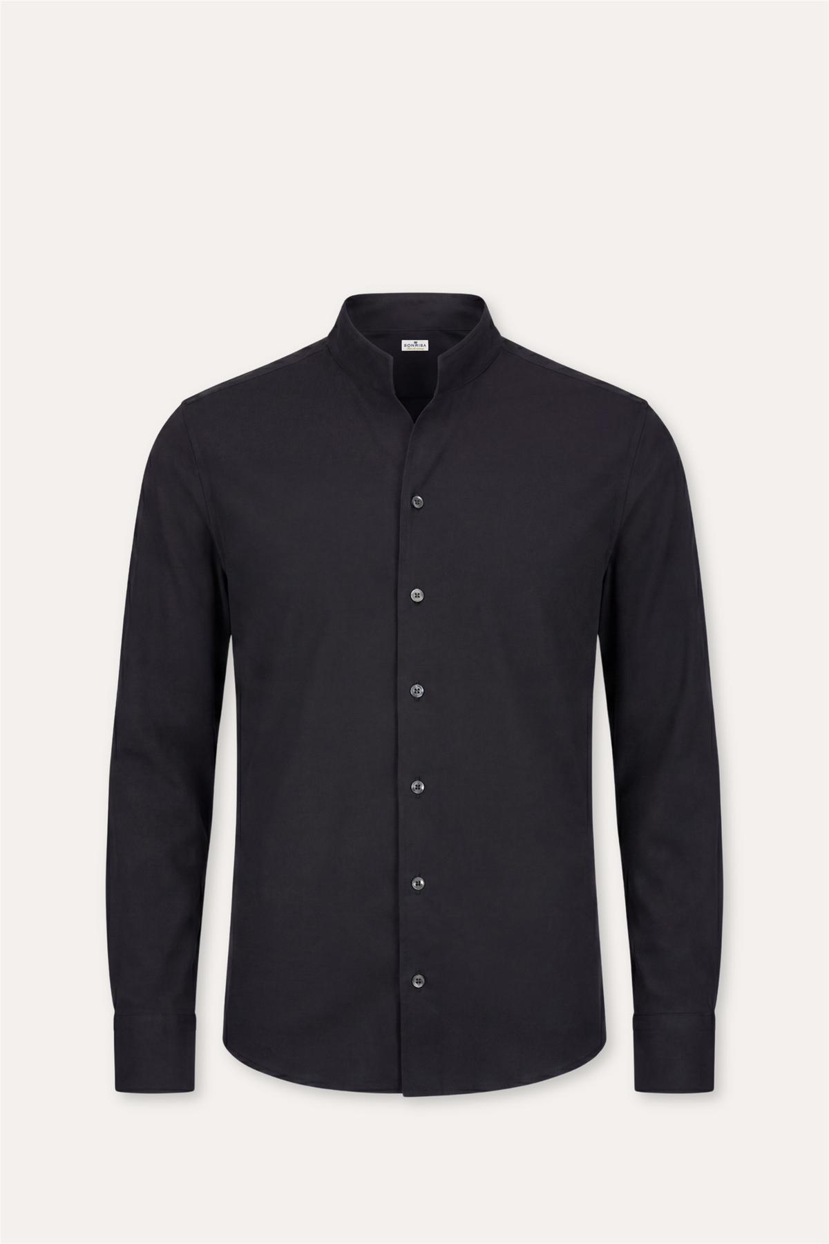 No Collar Cotton Shirt Black