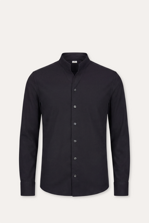 No Collar Cotton Shirt Black