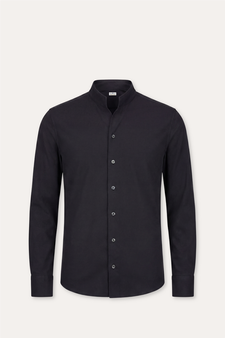 No Collar Cotton Shirt Black