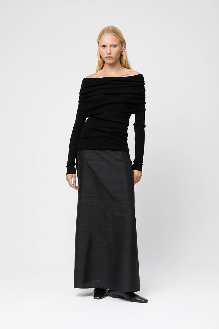 Off Shoulder Knit Top - Jet Black