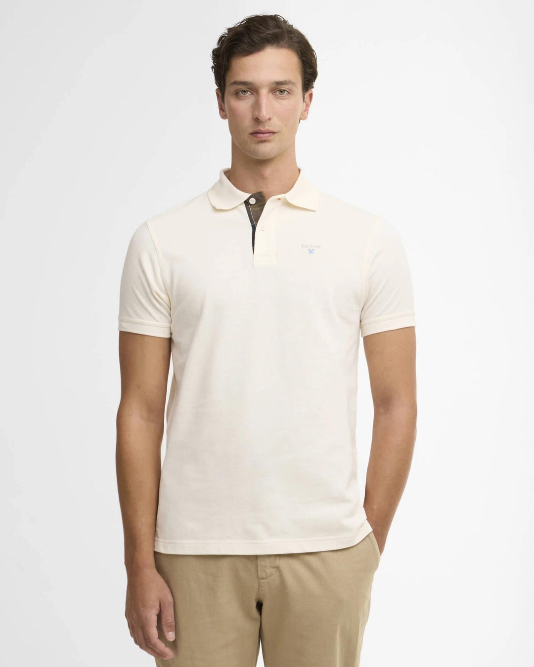 Tartan Pique Polo Shirt White