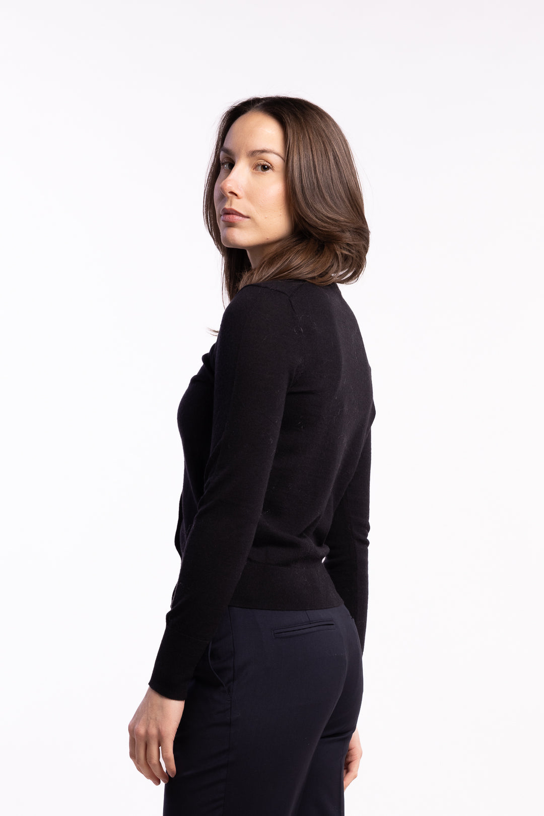 Merino R-Neck Sweater- Black