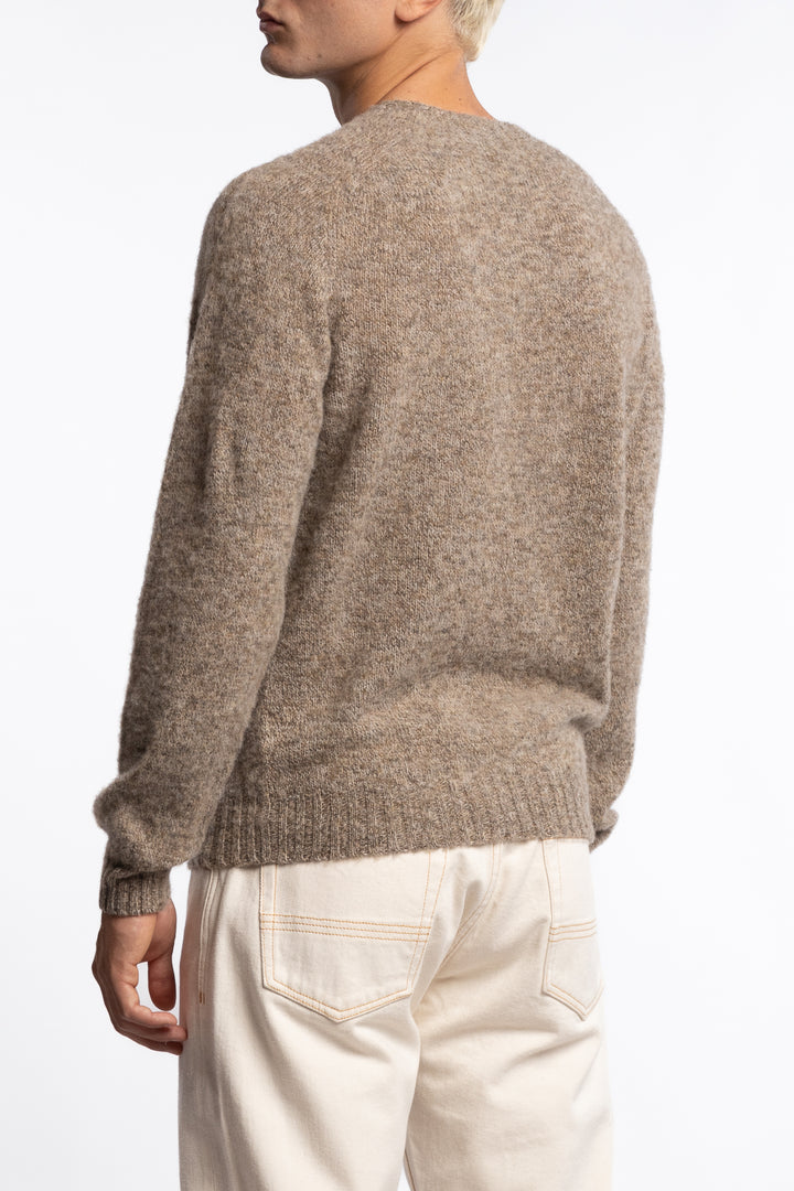 Brushed Shetland Crew Neck Jumper Pebble Grey