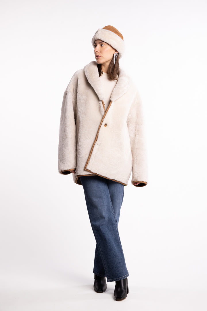 Melli Shearling Jacket- Camel Suede
