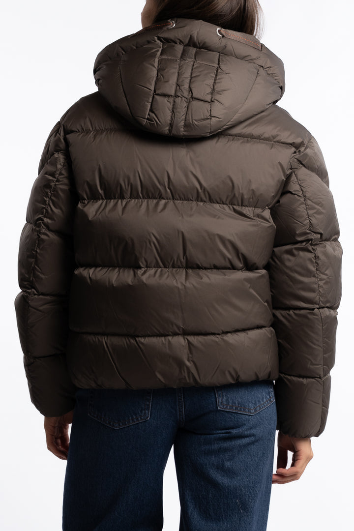Tilly Hooded Down Jacket - Olive Grey