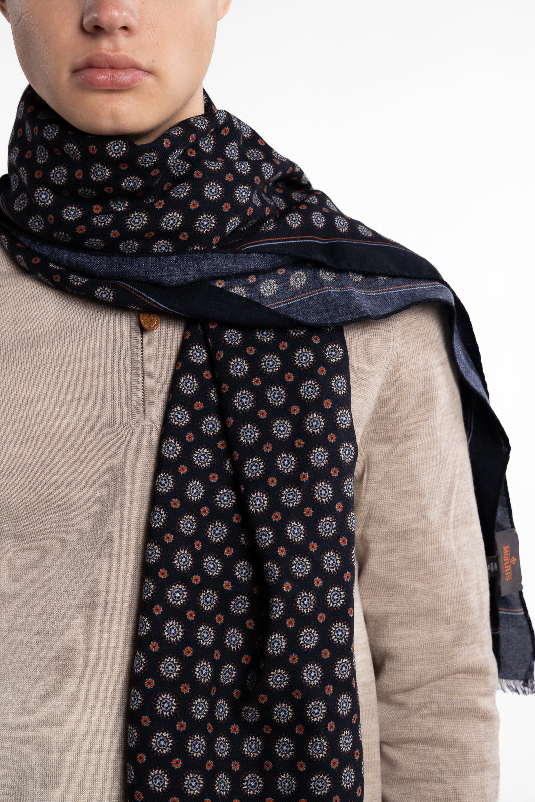 Mixed Wool Scarf Navy