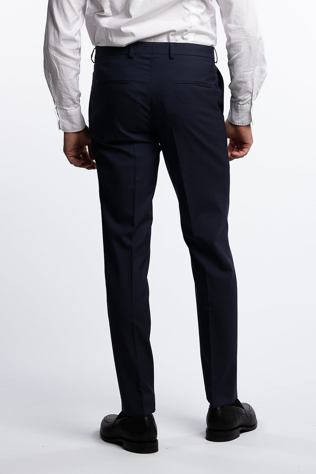 Denz Slim Fit Wool Trousers Navy