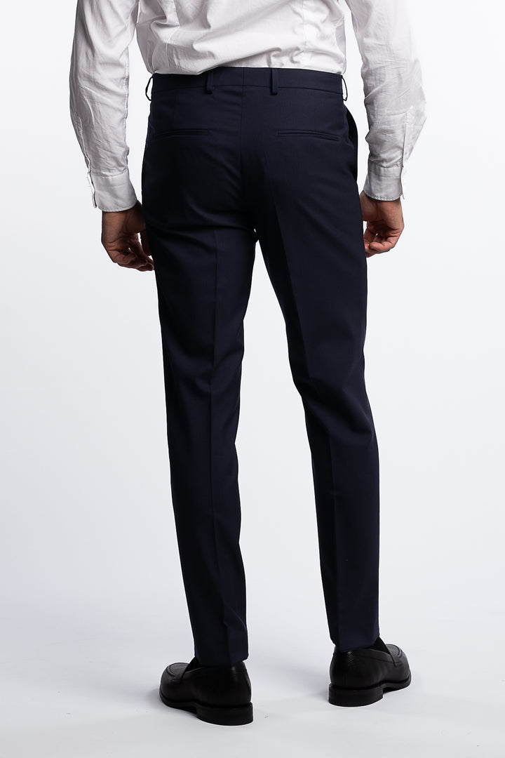 Denz Slim Fit Wool Trousers Navy