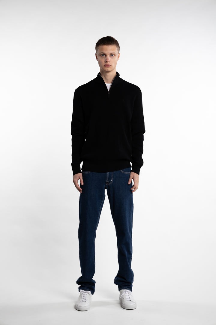 Oscar Half-Zip Knitted Jumper Black