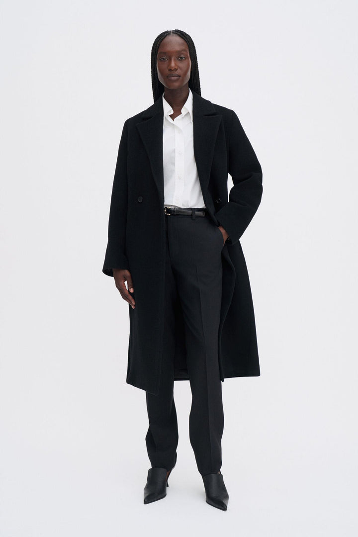 Charlotte Wool Belted Coat- Black